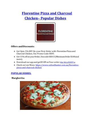 5% off - Florentine Pizza and Charcoal Chicken Restaurant Moonee Ponds