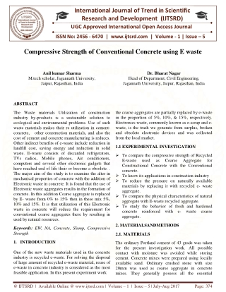 Compressive Strength of Conventional Concrete Using E Waste