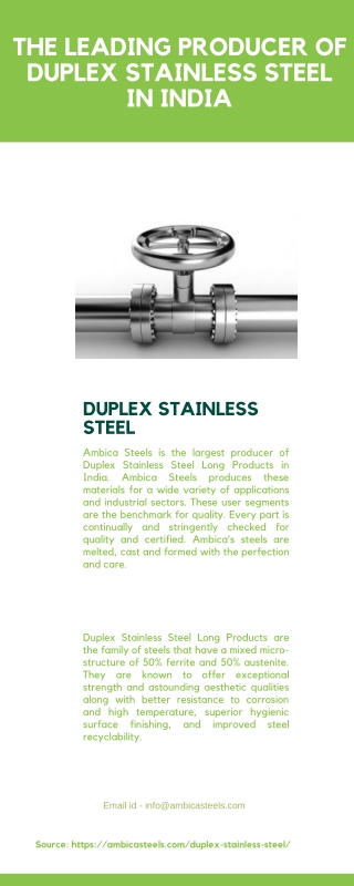 Ambica Steels : The Leading Producer of Duplex Stainless Steel in India