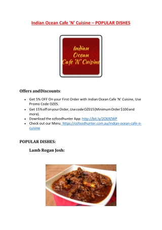 15% Off - Indian Ocean Cafe 'N' Cuisine-City Beach - Order Food Online