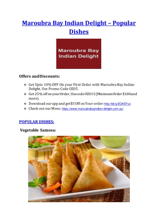 Maroubra Bay Indian Delight – 10% off – Indian Takeaway Maroubra