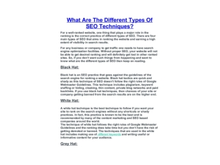 What Are The Different Types Of SEO Techniques?