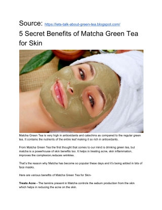 5 Secret Benefits of Matcha Green Tea for Skin