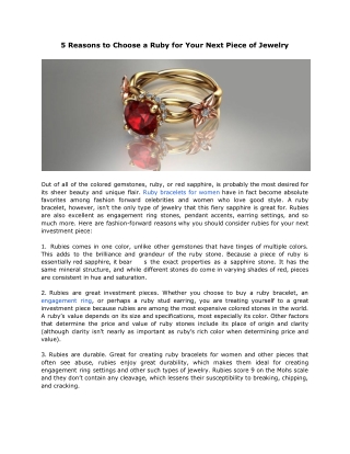 5 Reasons to Choose a Ruby for Your Next Piece of Jewelry