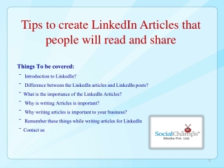 Tips to create LinkedIn Articles that people will read and share