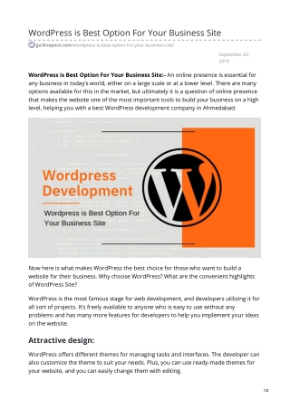 WordPress is Best Option For Your Business Site