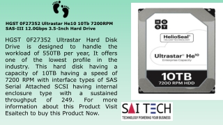 HGST 0F27352 Ultrastar He10 10Tb 7200RPM SAS-III 12.0Gbps 3.5-Inch Hard Drive