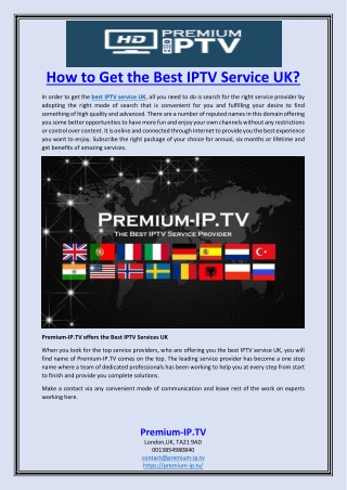 How to Get the Best IPTV Service UK?