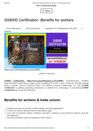 SA8000 Certification (social accountability) : what are Benefits for workers ?