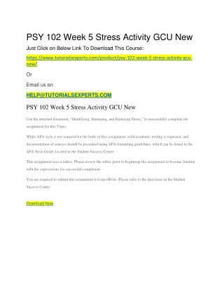 PSY 102 Week 5 Stress Activity GCU New