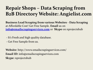 Repair Shops Data Scraping from B2B Directory Website Angieslist.com