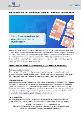 Why a Customized Mobile app is Better Choice for Business?