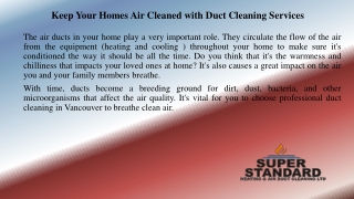 Keep Your Homes Air Cleaned with Duct Cleaning Services