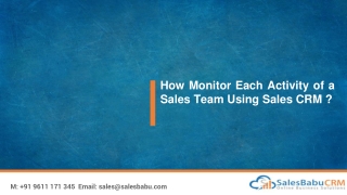 How Monitor Each Activity of a Sales Team Using Sales CRM ?