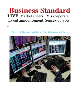 LIVE: Market cheers FM's corporate tax cut announcement, Sensex up 800 pts