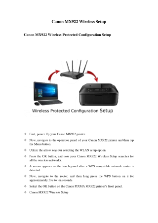 Canon MX922 Wireless Setup Guide