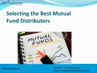 Selecting the Best Mutual Fund Distributors