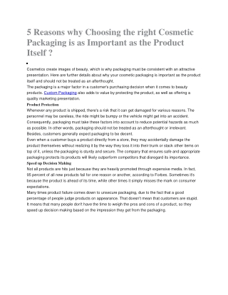 5 Reasons why Choosing the right Cosmetic Packaging is as Important as the Product Itself ?