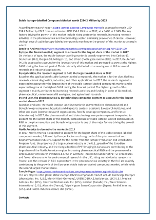 Stable Isotope-Labelled Compounds Market worth $294.2 Million by 2022