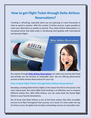 Delta Airlines Reservations – Get the Cheap Flight Ticket