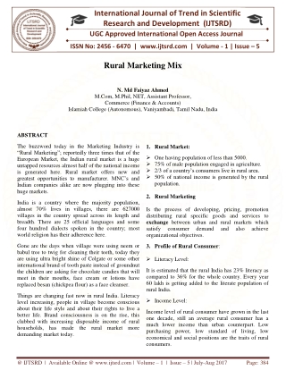 Rural Marketing Mix
