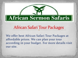 African Safari Tour Packages