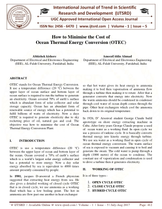 Ocean Thermal Energy Conversion