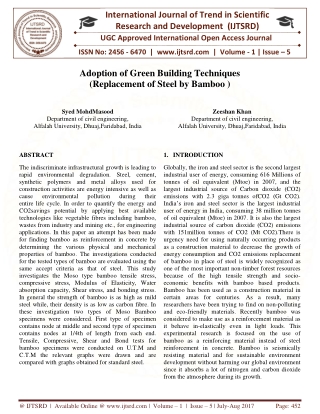 Adoption of Green Building Technique Replacement of Steel by Bamboo