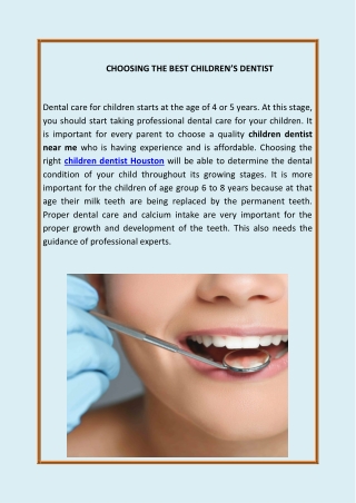 Choosing The Best Children’s Dentist