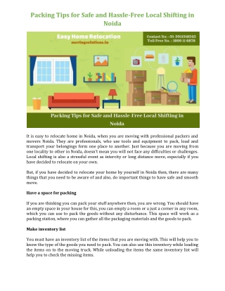 Packing Tips for Safe and Hassle-Free Local Shifting in Noida