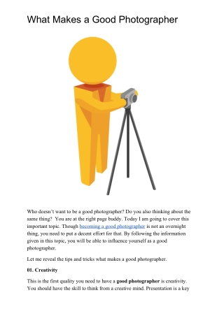 What Makes a Good Photographer