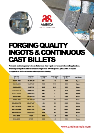 Ambica Steels: Leading Producer of Ingots & Billets