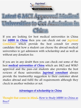 Latest 6 MCI Approved Medical Universities to Get Admission in China
