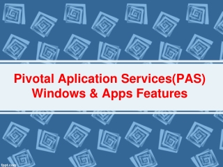 Pivotal Applications Services Windows & Apps features