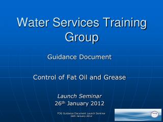 Water Services Training Group