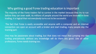Why getting a good Forex trading education is important?