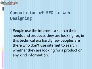 Connotation of SEO in Web Designing