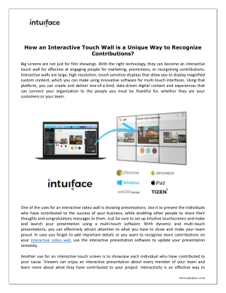 How an Interactive Touch Wall is a Unique Way to Recognize Contributions?