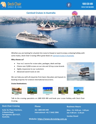 Carnival Cruises in Australia