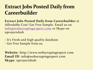 Extract Jobs Posted Daily from Careerbuilder