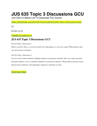 JUS 635 Topic 3 Discussions GCU