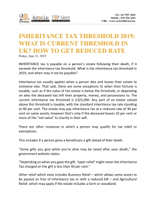 INHERITANCE TAX THRESHOLD 2019: WHAT IS CURRENT THRESHOLD IN UK? HOW TO GET REDUCED RATE