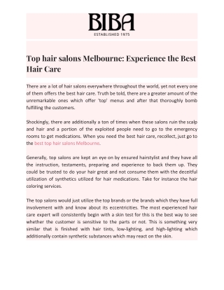 Top hair salons Melbourne: Experience the Best Hair Care