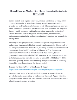Benzyl Cyanide Market Size, Share, Opportunity Analysis 2019 - 2027