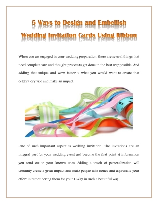 5 Ways to Design and Embellish Wedding Invitation Cards Using Ribbon