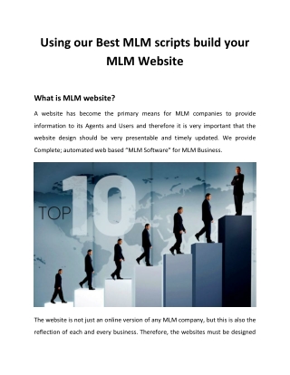 Using our Best MLM scripts build your MLM Website