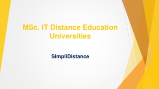 MSc IT Distance Education Universities - SimpliDistance