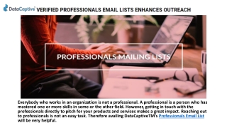 VERIFIED PROFESSIONALS EMAIL LISTS ENHANCE OUTREACH