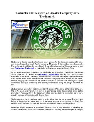 Starbucks Clashes with an Alaska Company over Trademark