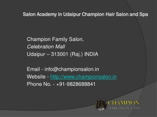 Salon Academy in Udaipur Champion Hair Salon and Spa